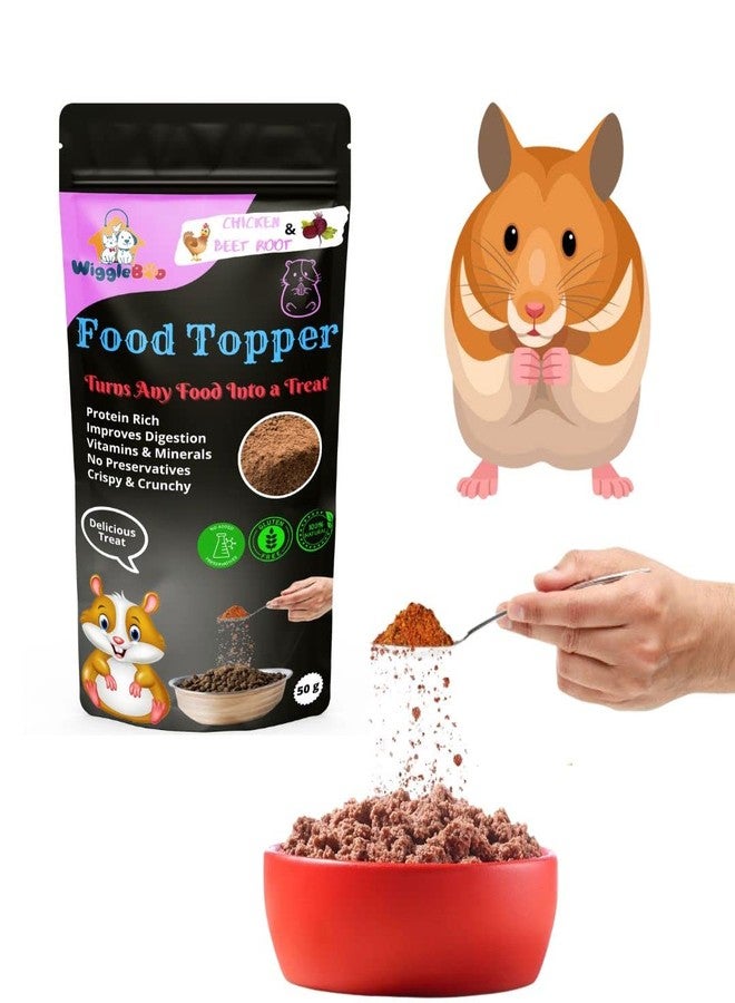 WiggleBoo Magical Hamster Food Topper || Joy of Best Taste || Chicken & Beet Root Flavour || Grain Free & Protein Rich || Super Energy Food || 50g - Image 1